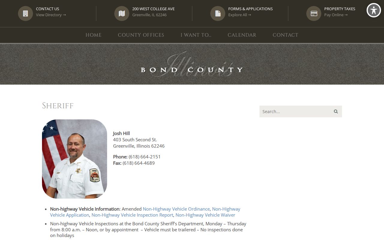 Bond County Sheriff official records and contact page