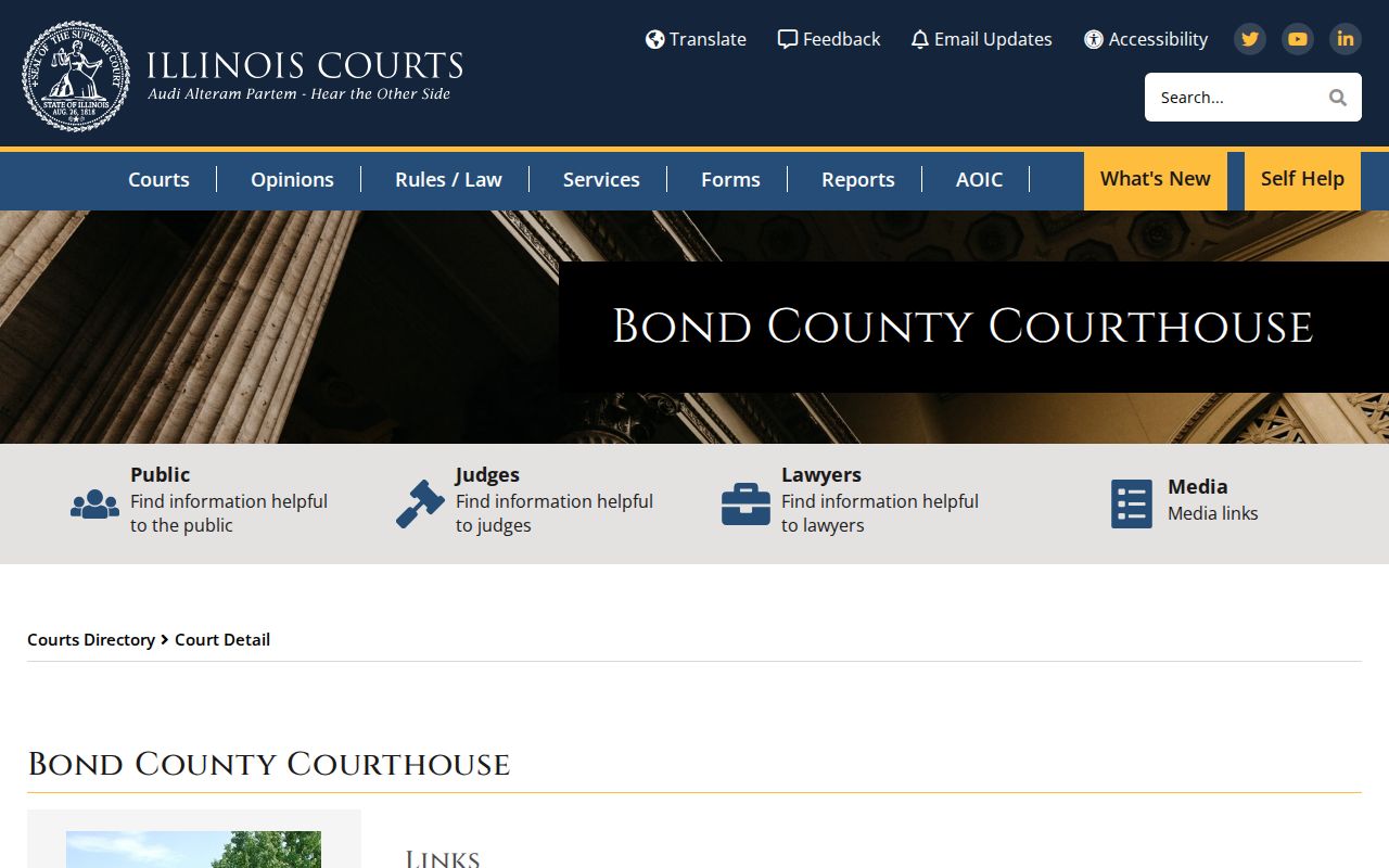 Official Bond County Courthouse directory page