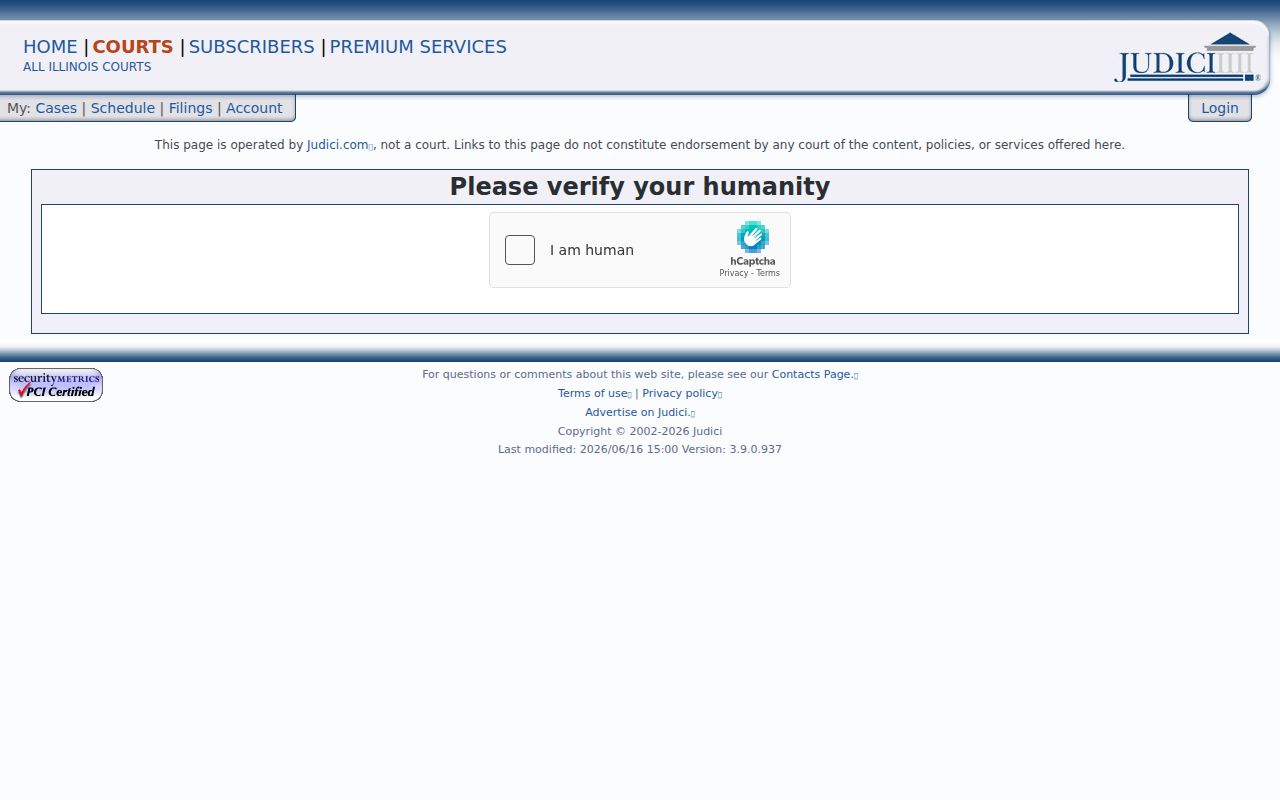 Judici Bond County court case search screen