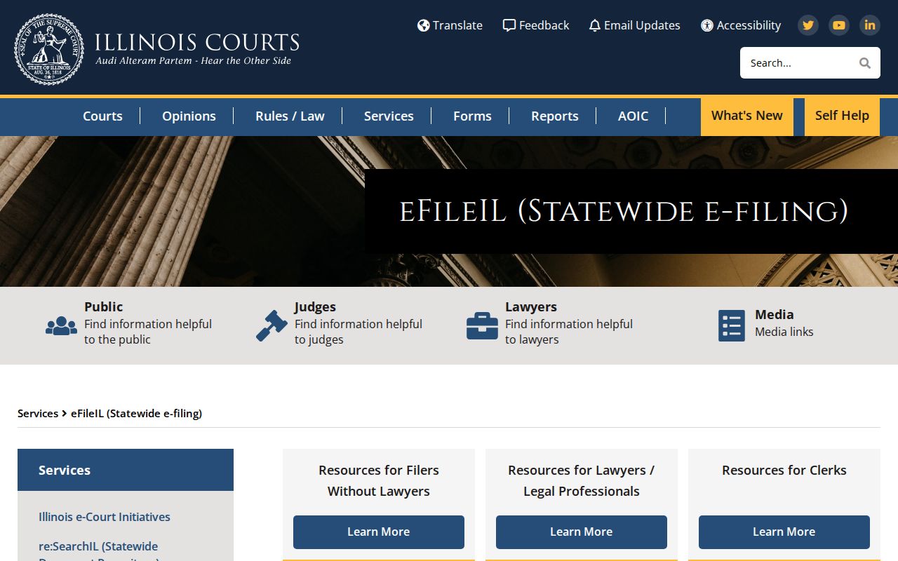 Illinois eFileIL court filing information