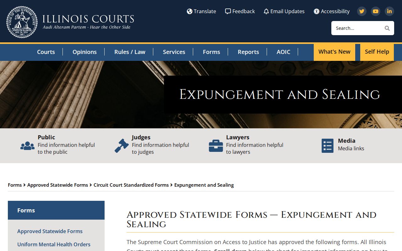 Bond County criminal history expungement and sealing forms