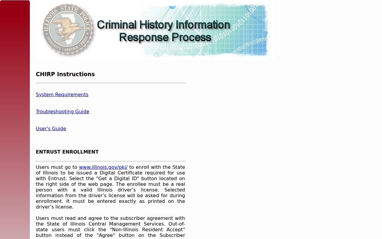 Bond County criminal history through the Illinois State Police CHIRP portal