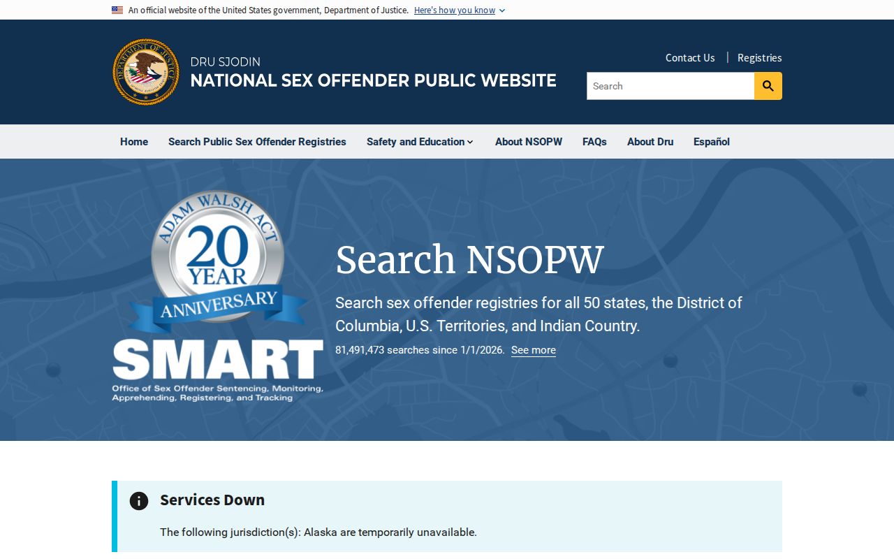 National Sex Offender Public Website search resource