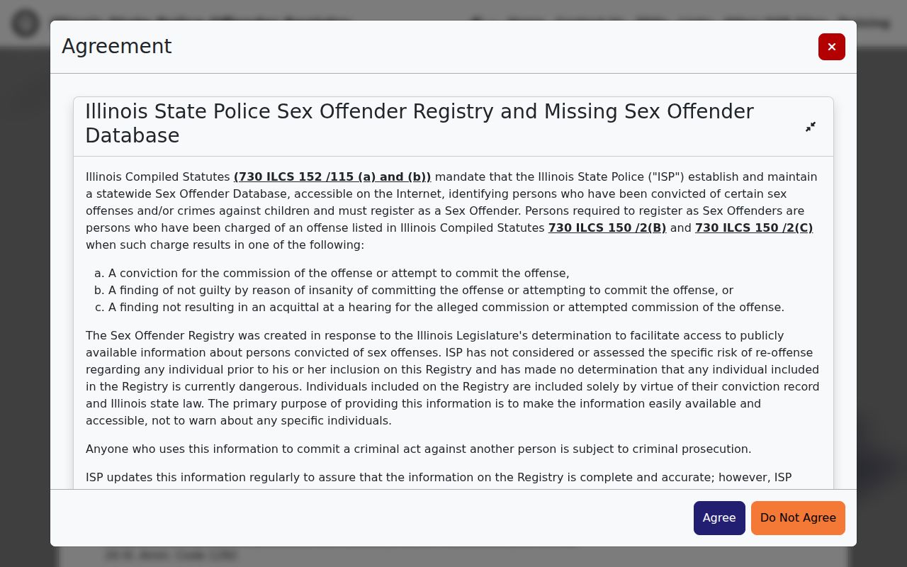 Illinois State Police sex offender registry search for Bond County