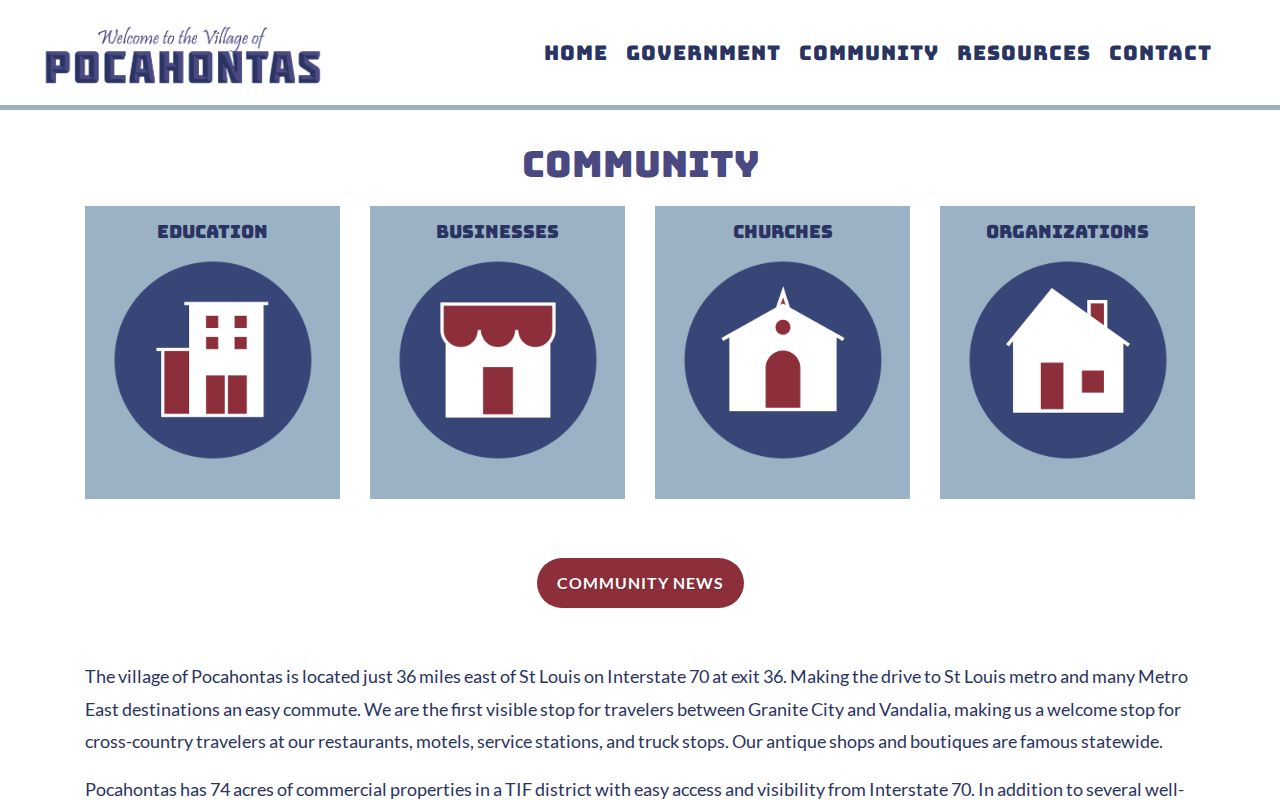 Pocahontas criminal records and official village community locations
